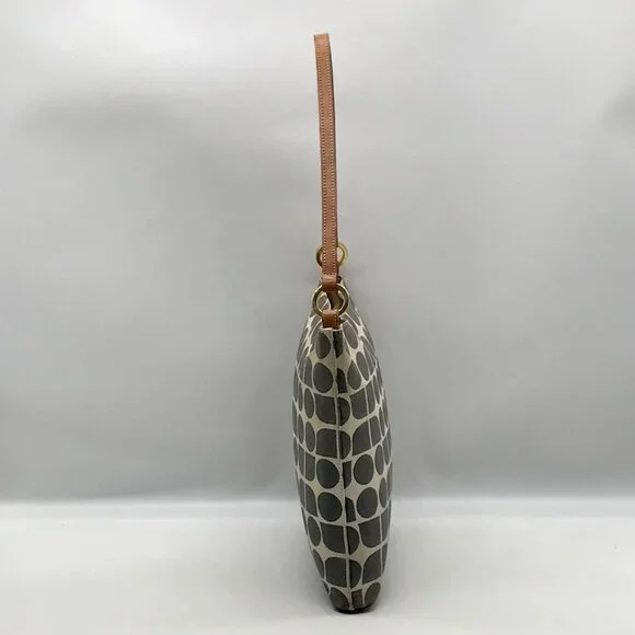 Kate Spade Gray Canvas Vintage Geometric Print Shoulder Bag - Picture 3 of 11